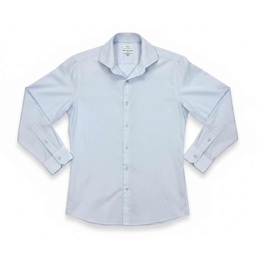 MODENA Men's SLIM FIT STRETCH Button Down Shirt PALE BLUE Size 15 1/2 - 32/33